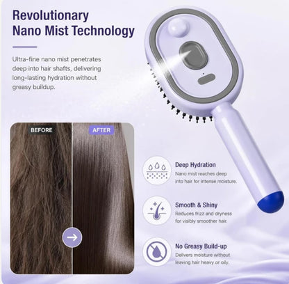 Electric Spray Retractable Air Cushion Comb ✨ مشط كهربائي قابل للسحب مزود بوسادة هوائية ورذاذ النانو 💖